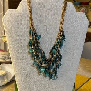 nOir Jewelry Gold and Teal Necklace